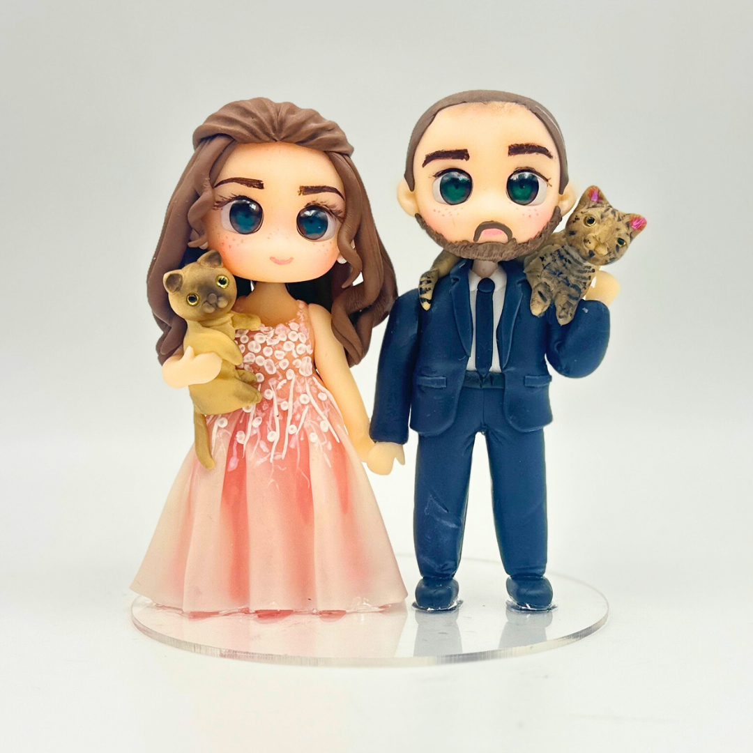 10cm Personalized Wedding Cake Toppers – Unique Custom Cake Topper of Bride and Groom | Gifts Sculpted From Photos | Clay Figurines Made of Air Dry Clay