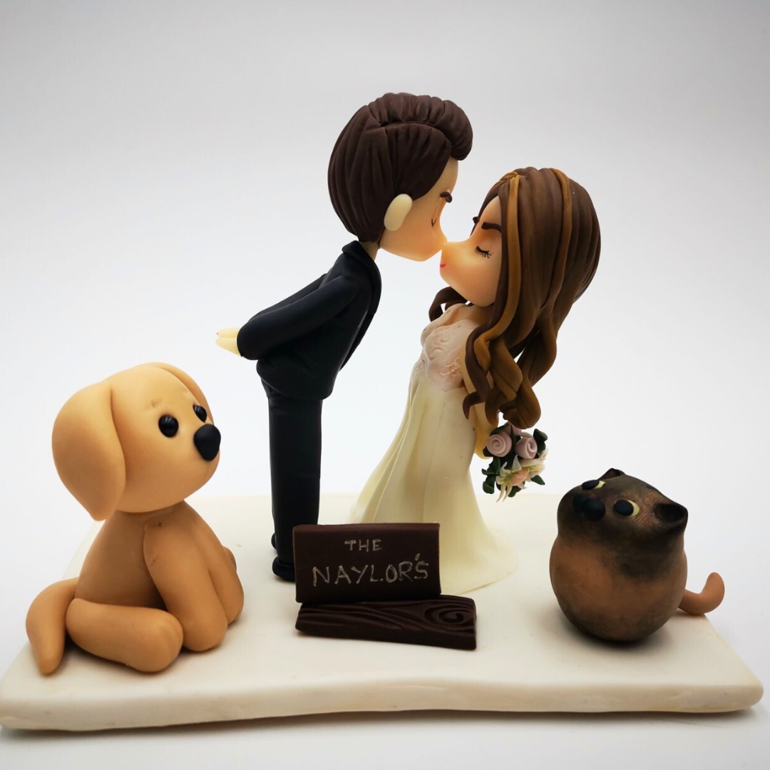 10cm Personalized Wedding Cake Toppers – Unique Custom Cake Topper of Bride and Groom | Gifts Sculpted From Photos | Clay Figurines Made of Air Dry Clay