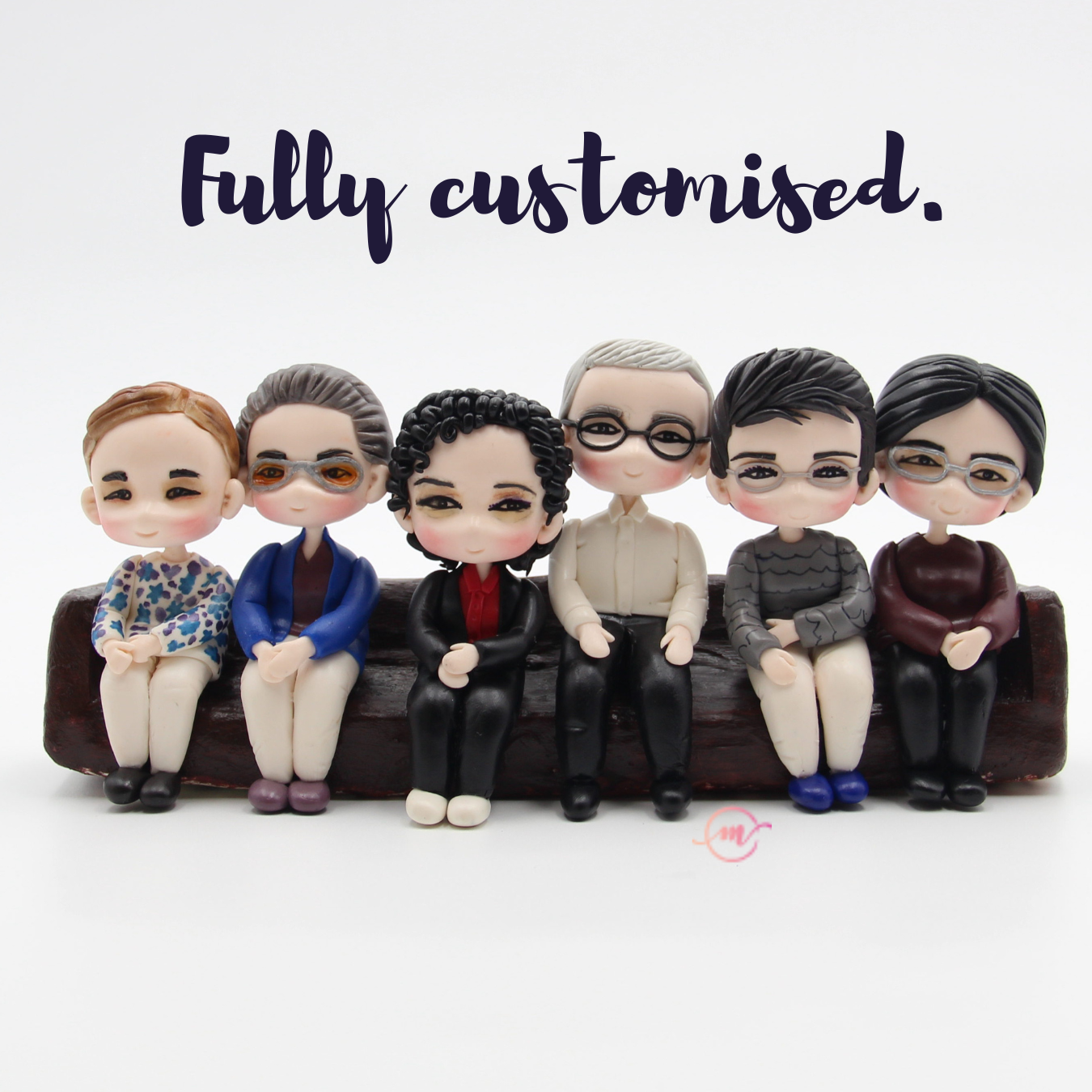 Hand made family display figurines, Unique and personalised house décor made of air dry clay, Personalized family figures