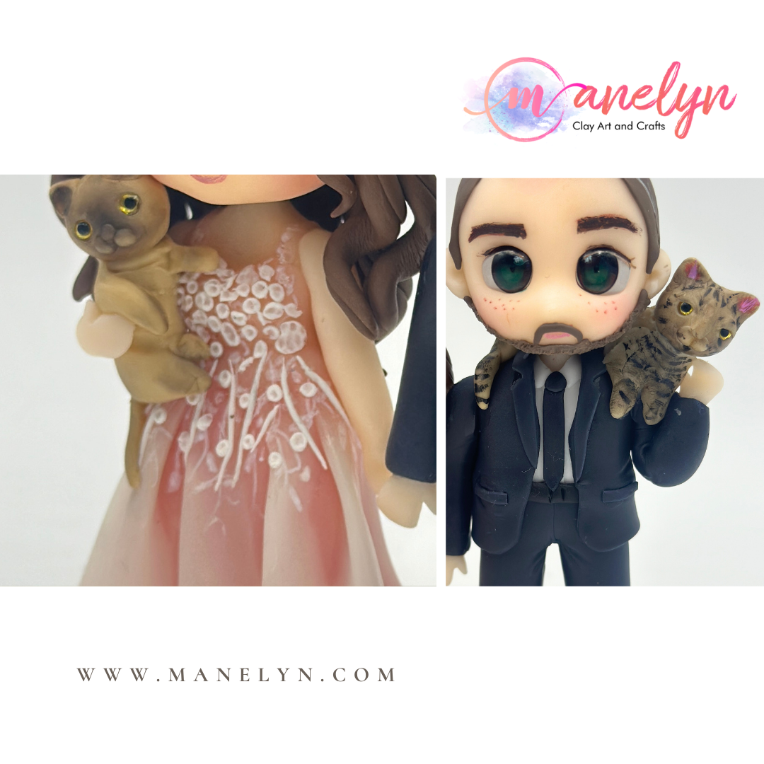 10cm Personalized Wedding Cake Toppers – Unique Custom Cake Topper of Bride and Groom | Gifts Sculpted From Photos | Clay Figurines Made of Air Dry Clay