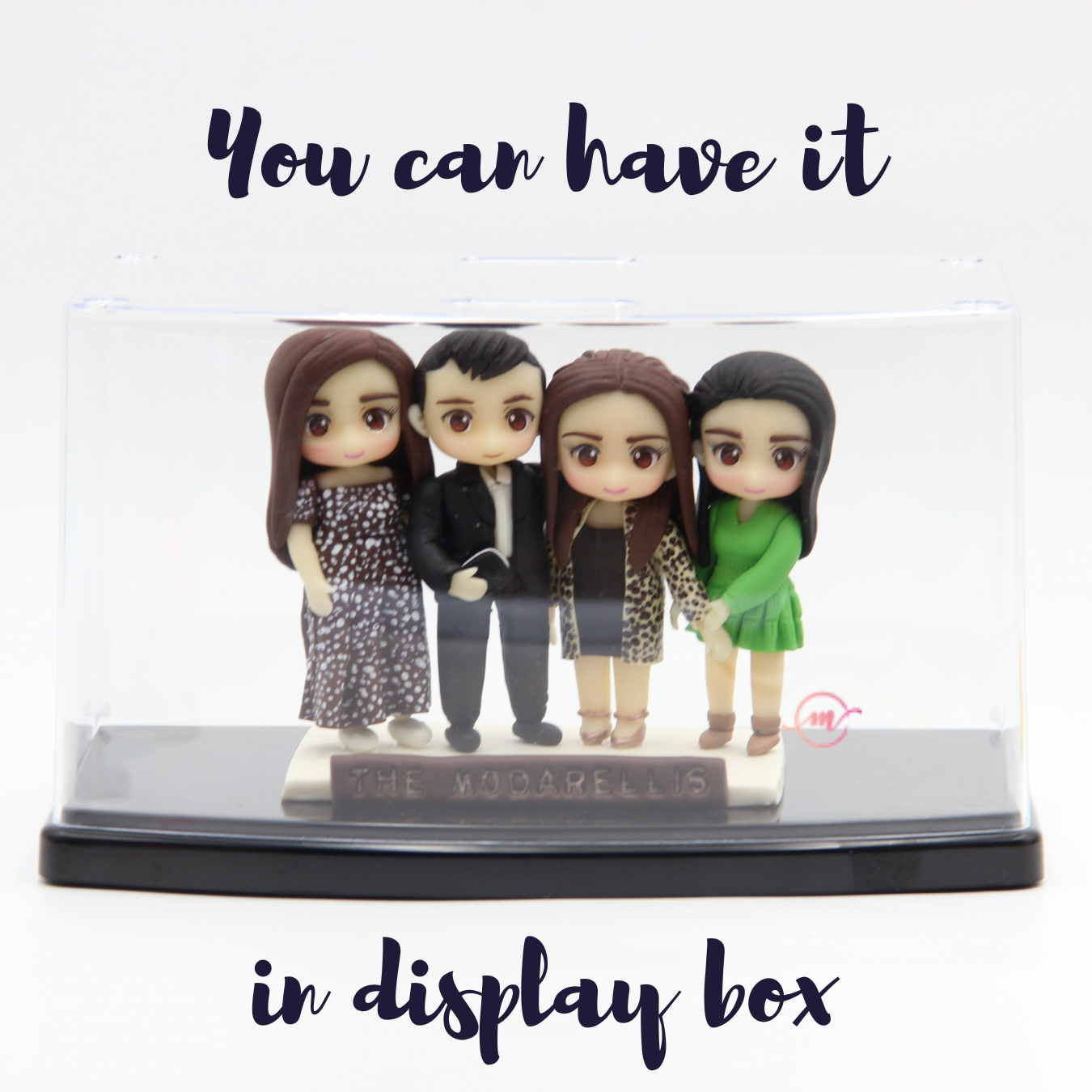 Hand made family display figurines, Unique and personalised house décor made of air dry clay, Personalized family figures