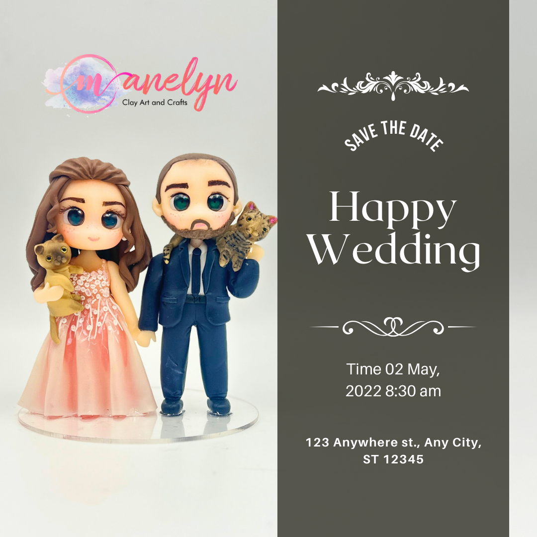 10cm Personalized Wedding Cake Toppers – Unique Custom Cake Topper of Bride and Groom | Gifts Sculpted From Photos | Clay Figurines Made of Air Dry Clay