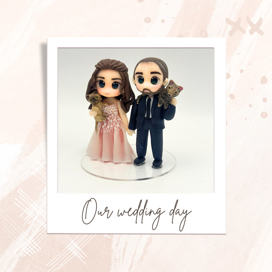 10cm Personalized Wedding Cake Toppers – Unique Custom Cake Topper of Bride and Groom | Gifts Sculpted From Photos | Clay Figurines Made of Air Dry Clay