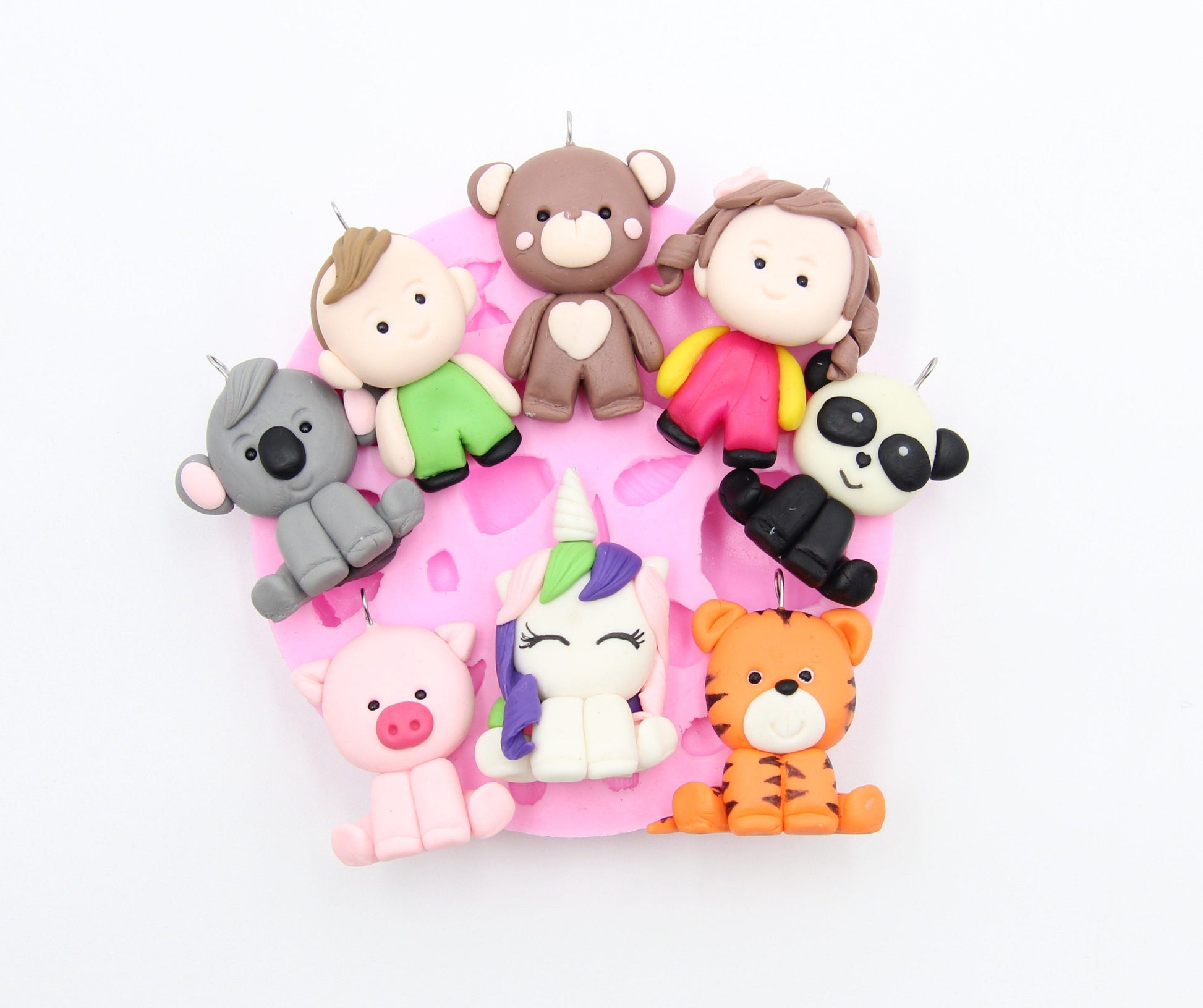 Silicone Mould for Air Dry Clay and Polymer Clay Craft - DIY Unicorn, Koala, Animals and Mini Figures Keychain