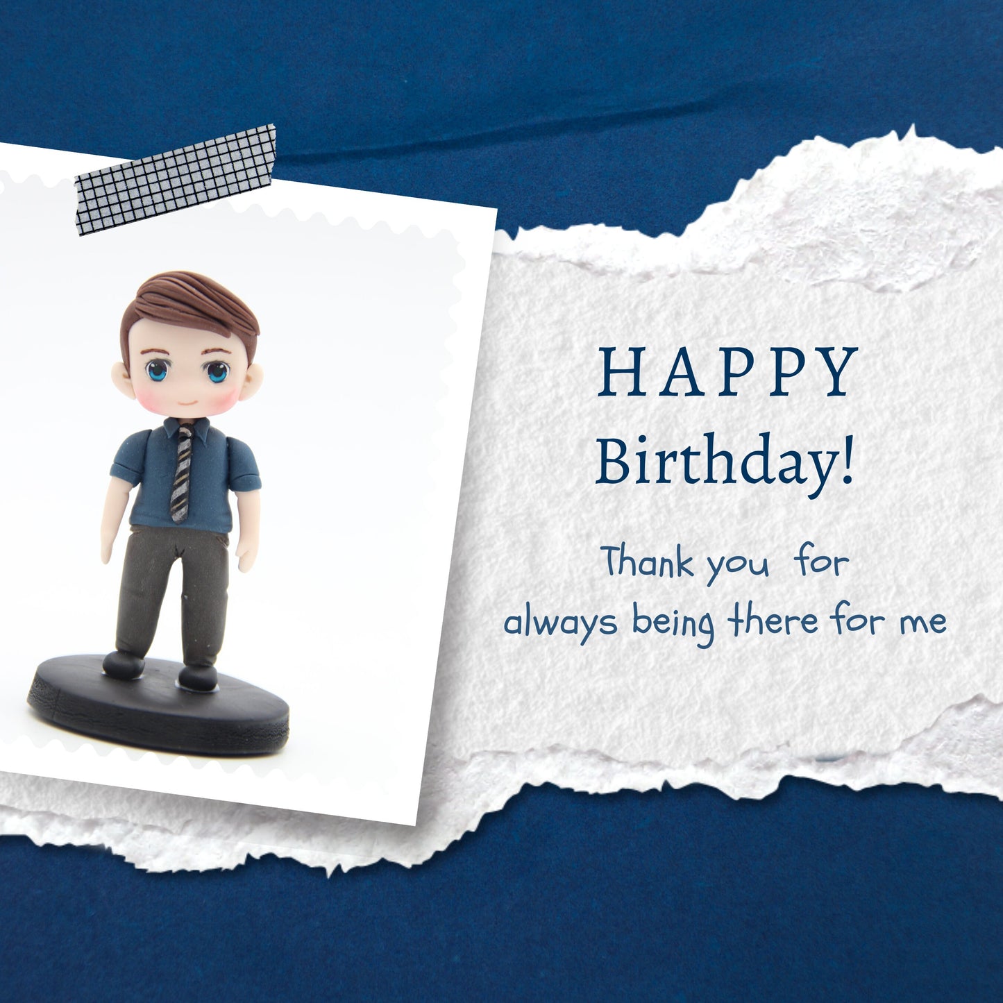 Custom made air dry clay figurine cake topper for weddings, birthdays and special occasions, personalized mini me figure