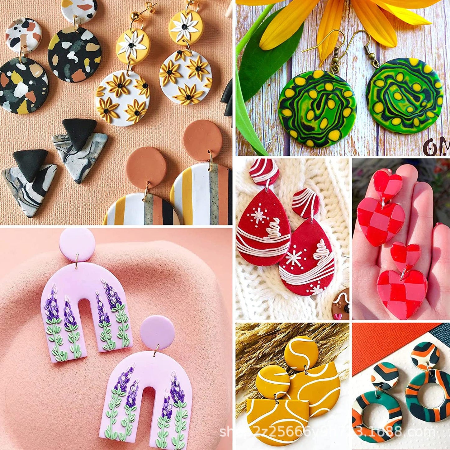 118Pcs Multi Shapes Clay Polymer Cutters with Earring Studs and Hooks, Clay Cutters Set DIY Polymer Clay Plastic Jewelry