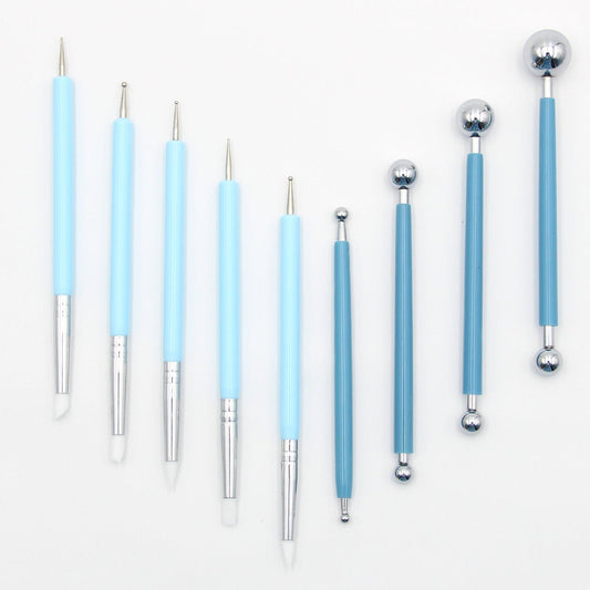 9 Pieces Stylus Tools - DIY Silicone and Ceramic Clay Detailing Tool and 4 Pieces Double-Ended Metal Ball Tools