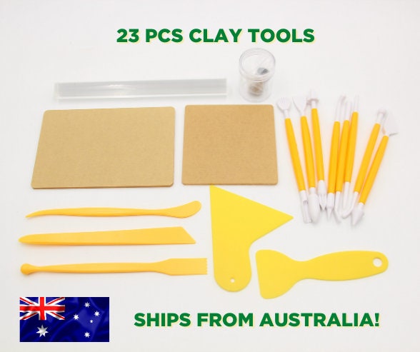 Polymer Clay and Air Dry Clay Tools, Complete clay tool set for beginners with roller pin, acrylic, clay cutter, stylus ball, sculpture tool