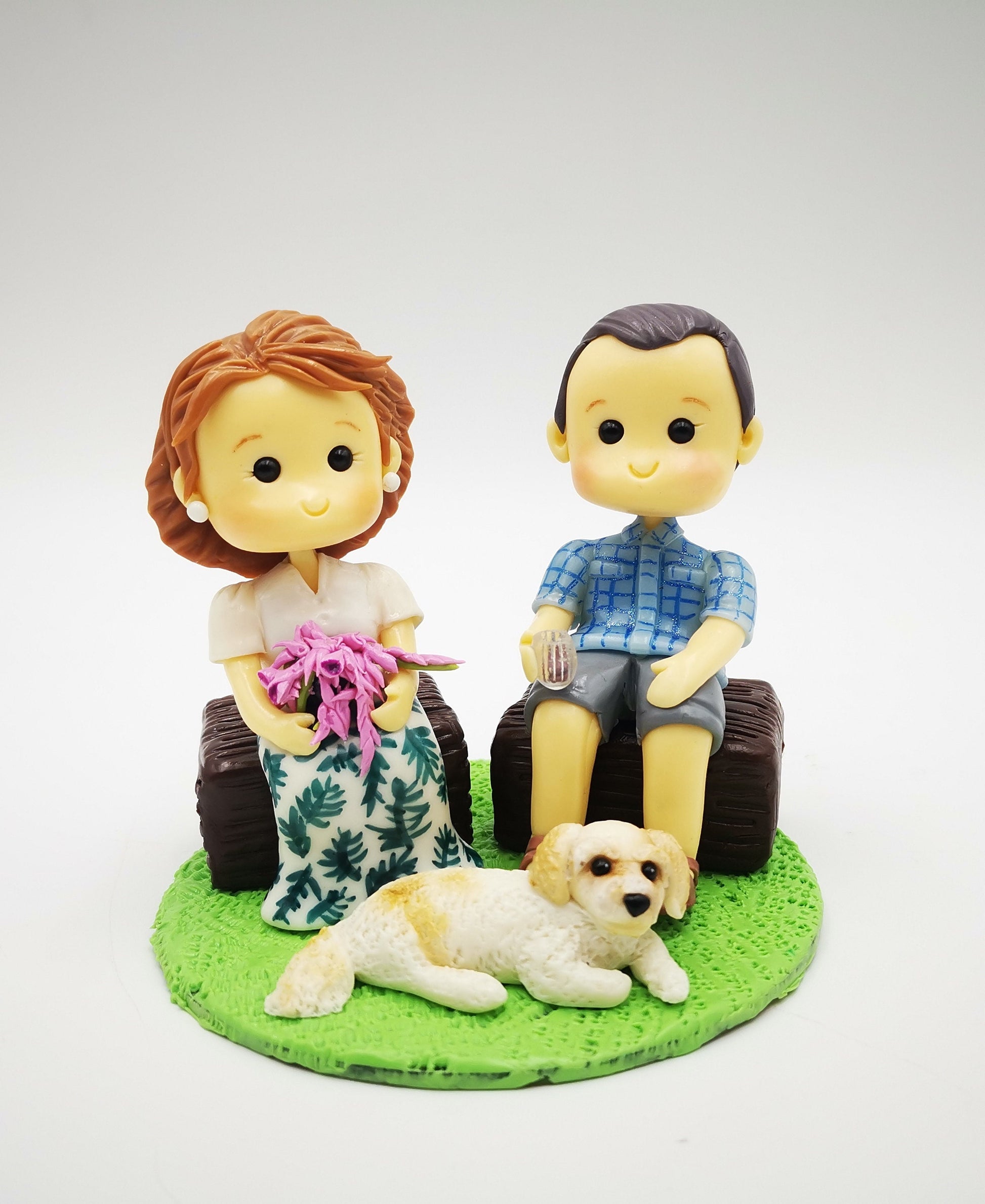 Custom made cake toppers with pet, personalized clay figurines for pet lovers, 10cm miniature clay for dog lovers, dog memorial gifts