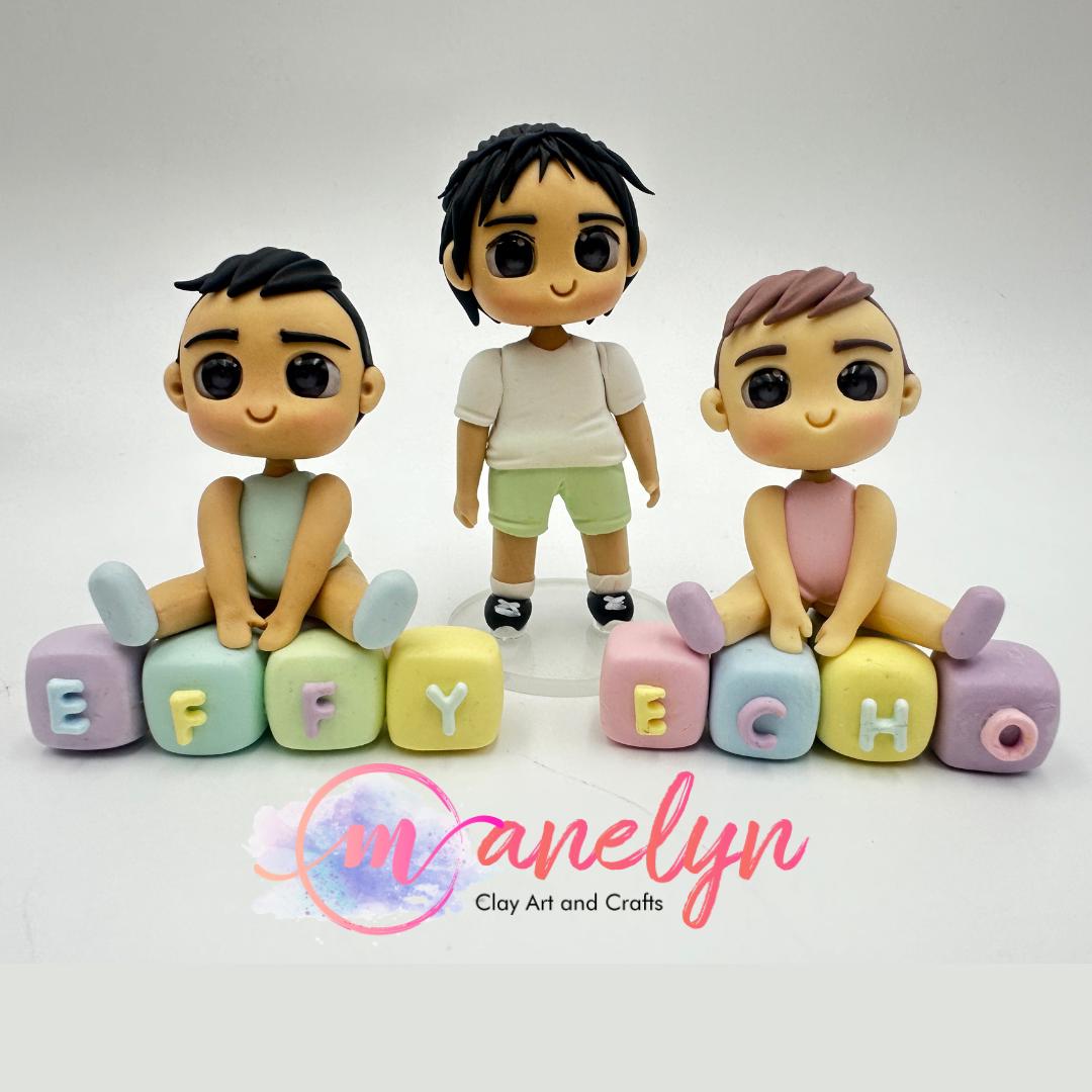 Personalized Handmade Baby's 1st Birthday Cake Topper - Air Dry Clay, 7-10 cm Tall