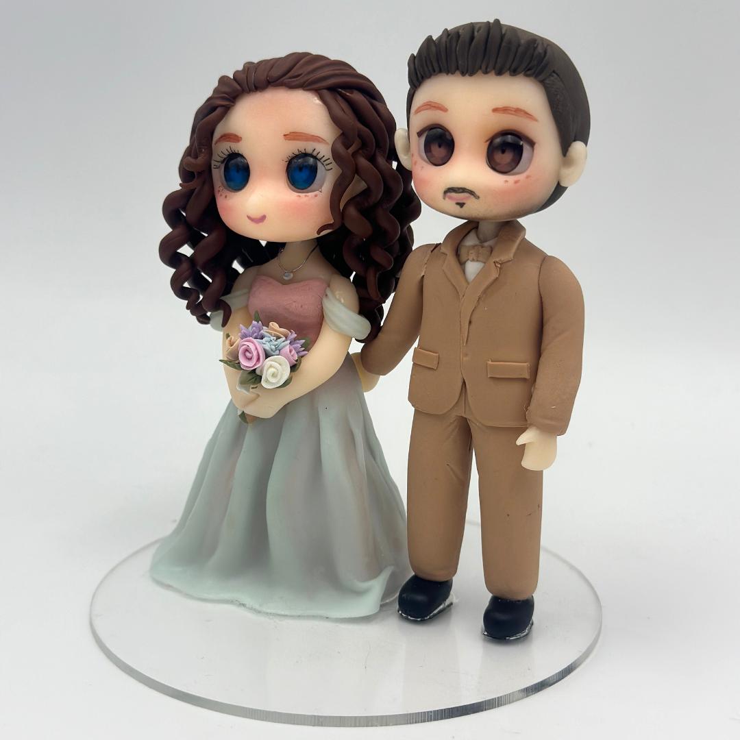 Personalized Wedding Cake Toppers – Unique Custom Cake Topper of Bride and Groom with Pets | Gifts Sculpted From Photos | Pet Dog and Cat