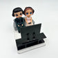 Custom Wedding Cake Topper – Gaming Couple Figurine with "Game Over" TV, Personalized with Names, Air Dry Clay, Geek Wedding Decor