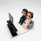 Custom Wedding Cake Topper – Gaming Couple Figurine with "Game Over" TV, Personalized with Names, Air Dry Clay, Geek Wedding Decor