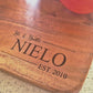 Personalized Acacia Wood Cutting Board with Family Name & Wedding Year | Aboriginal Design Serving Board | Unique Wedding Gift for Couples