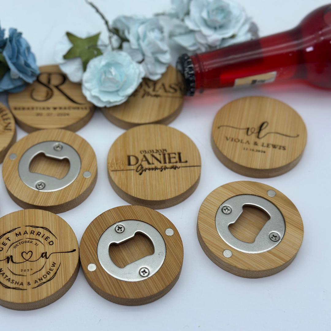 Personalized Wooden Magnetic Bottle Opener - Custom Wedding Favours & Gifts for Groom, Husband, Boyfriend, or Best Man, Gifts for Him