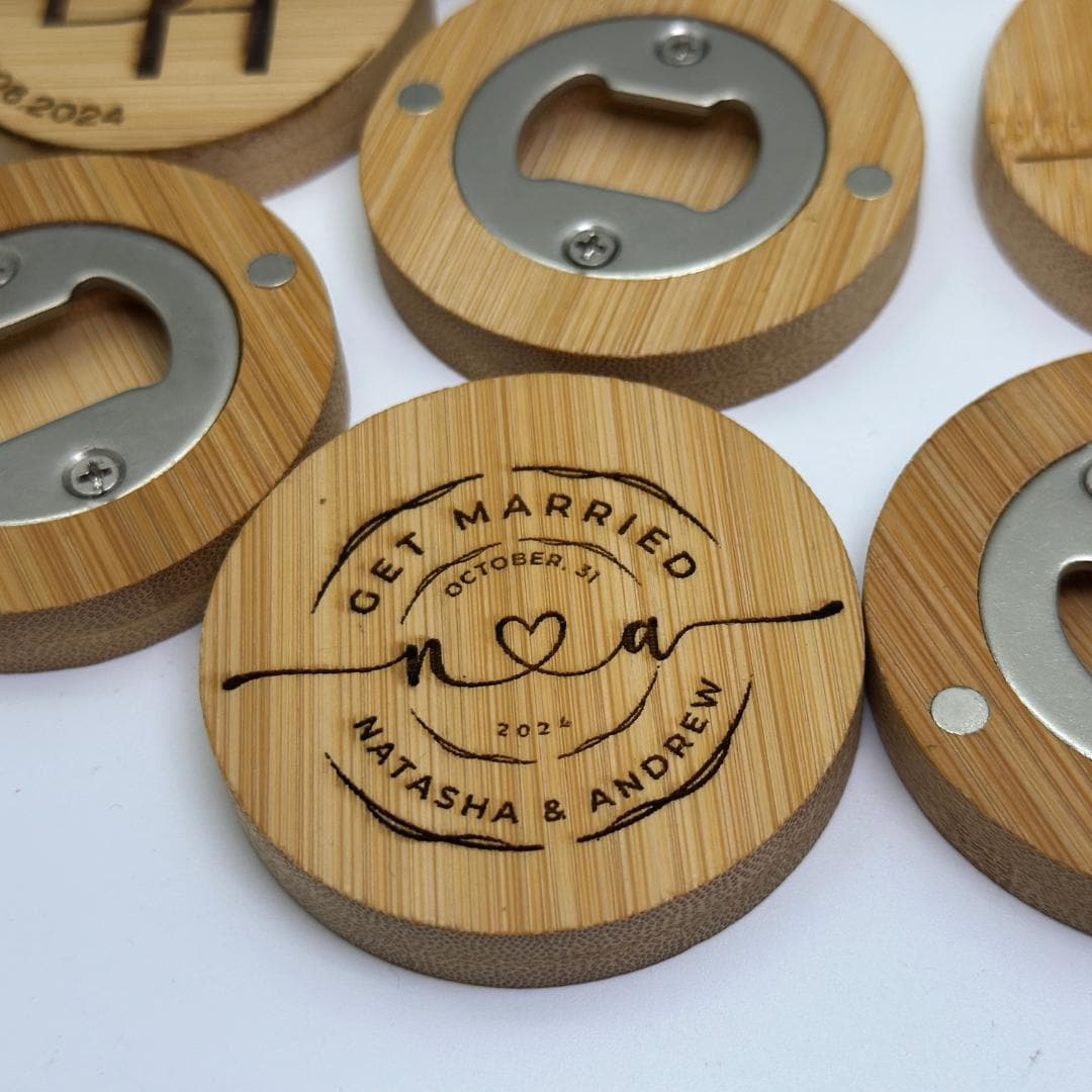 Personalized Wooden Magnetic Bottle Opener - Custom Wedding Favours & Gifts for Groom, Husband, Boyfriend, or Best Man, Gifts for Him