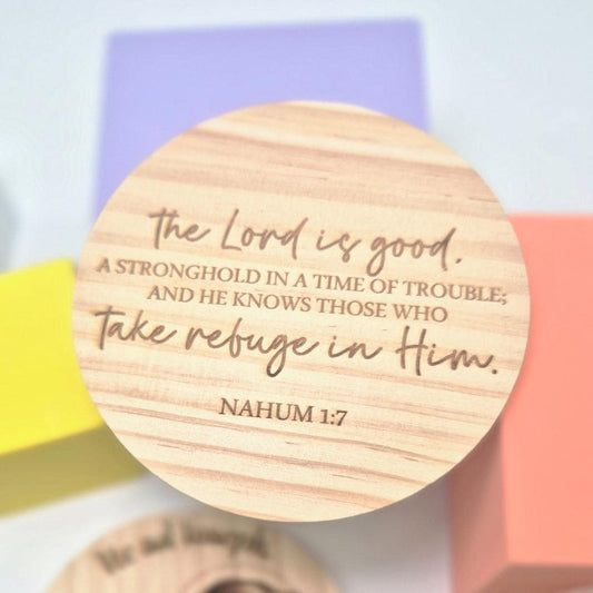 Personalised Wood Coffee Coaster with Bible Verses & Inspirational Messages | Faith-Based Gift | Custom Empowering Gift for coffee lovers