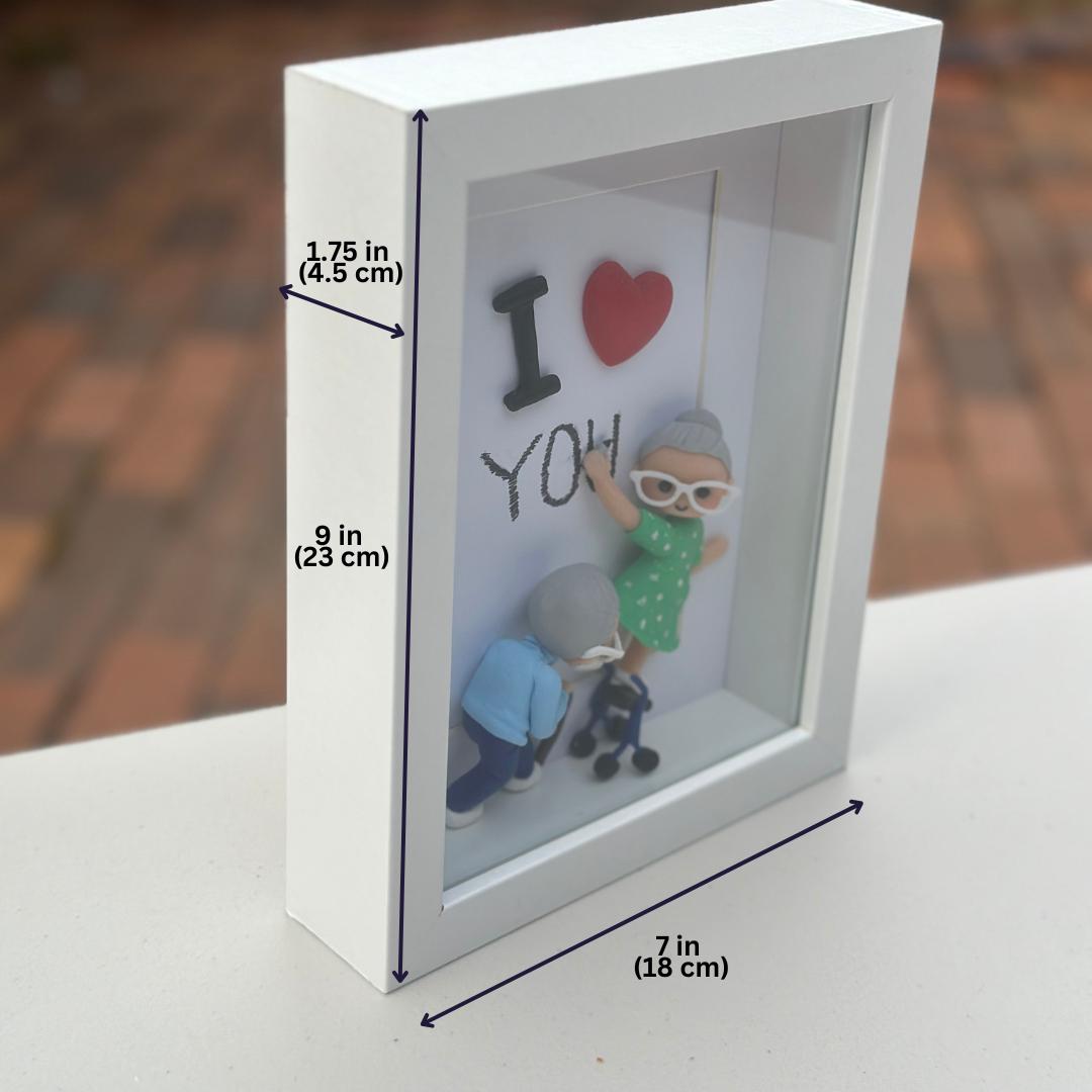 Custom 3D Family Portrait in Shadowbox – Personalized Clay Family Keepsake, Decorative Figurines for Wall Décor, Gift for Grandma