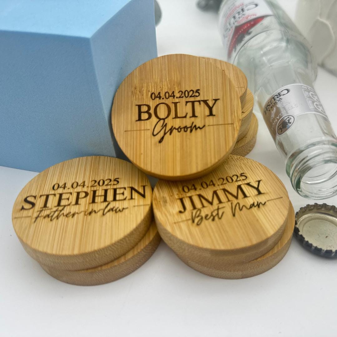 Personalized Wooden Magnetic Bottle Opener - Custom Wedding Favours & Gifts for Groom, Husband, Boyfriend, or Best Man, Gifts for Him