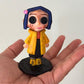 Coraline Inspired Polymer Clay Doll - 10 cm Handmade Figurine, Coraline Doll for fan gift, Coraline characters clay figures