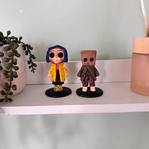 Coraline Inspired Polymer Clay Doll - 10 cm Handmade Figurine, Coraline Doll for fan gift, Coraline characters clay figures