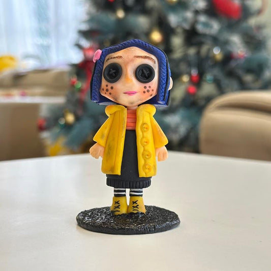 Coraline Inspired Polymer Clay Doll - 10 cm Handmade Figurine, Coraline Doll for fan gift, Coraline characters clay figures