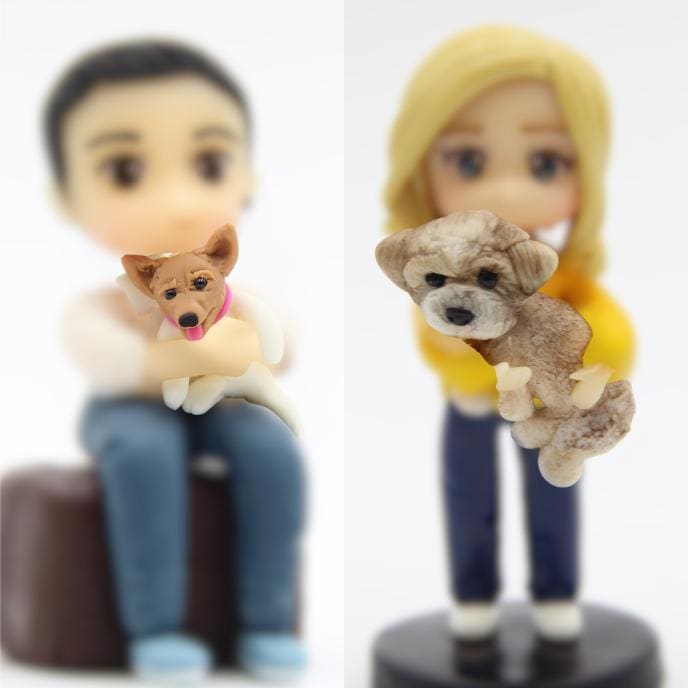 Personalized Dog Figurines - Custom Air Dry Clay Cake Topper for Weddings, Birthdays & Keepsakes, Pet Mom Gifts, Dog Wedding topper