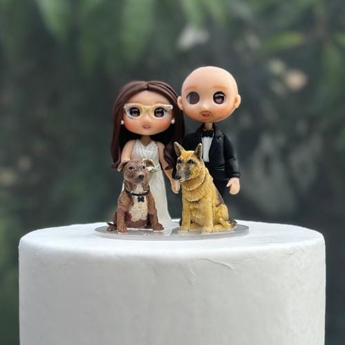 Personalized Wedding Cake Topper Figurines | Handmade with Air-Dry Clay | Customizable 10cm Figurines, Wedding Cake Clay Figurines