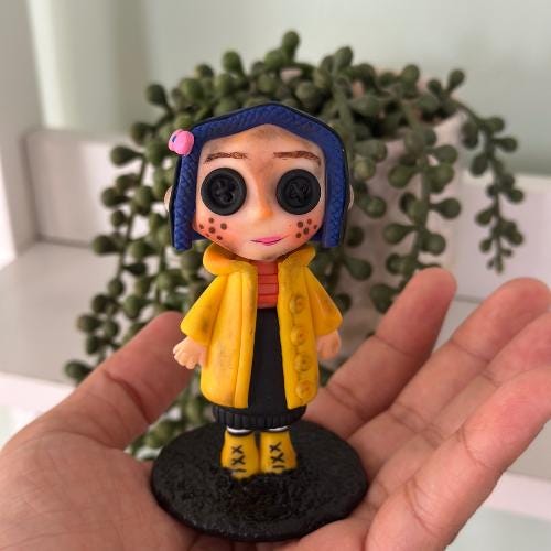 Coraline Inspired Polymer Clay Doll - 10 cm Handmade Figurine, Coraline Doll for fan gift, Coraline characters clay figures