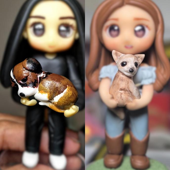 Personalized Dog Figurines - Custom Air Dry Clay Cake Topper for Weddings, Birthdays & Keepsakes, Pet Mom Gifts, Dog Wedding topper