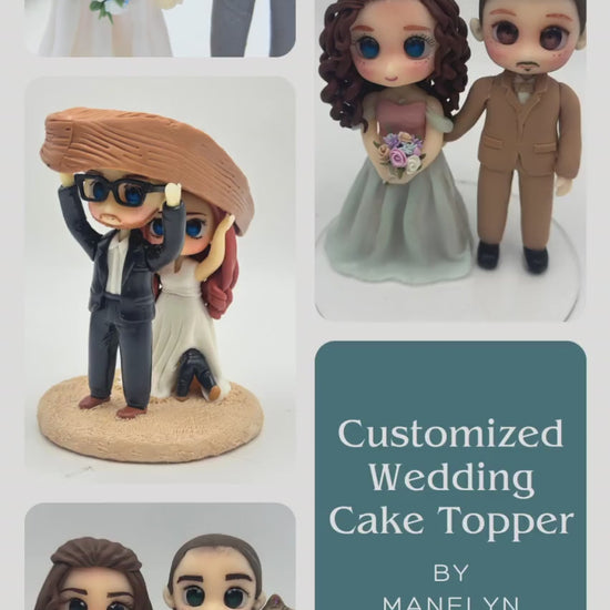 Personalized Wedding Cake Toppers – Unique Custom Cake Topper of Bride and Groom | Gifts Sculpted From Photos | Air Dry Clay Figurines