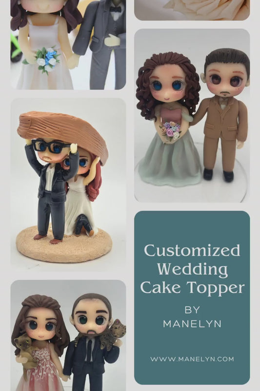 Personalized Wedding Cake Toppers – Unique Custom Cake Topper of Bride and Groom | Gifts Sculpted From Photos | Air Dry Clay Figurines