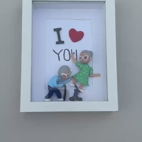 Custom 3D Family Portrait in Shadowbox – Personalized Clay Family Keepsake, Decorative Figurines for Wall Décor, Gift for Grandma