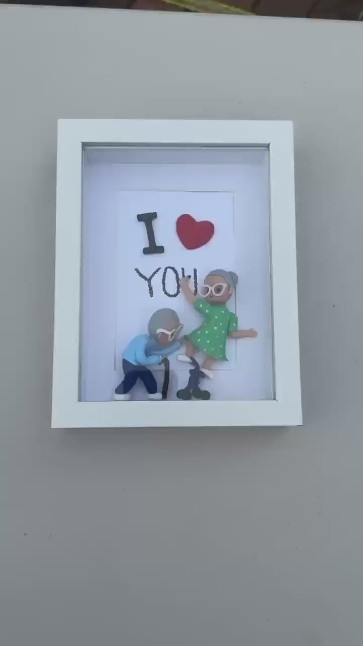 Custom 3D Family Portrait in Shadowbox – Personalized Clay Family Keepsake, Decorative Figurines for Wall Décor, Gift for Grandma