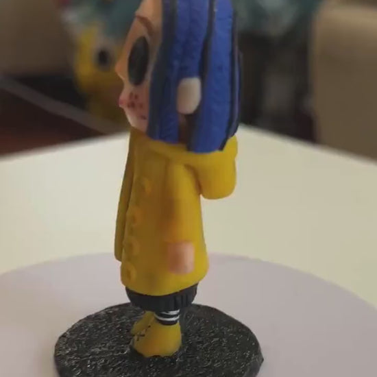 Coraline Inspired Polymer Clay Doll - 10 cm Handmade Figurine, Coraline Doll for fan gift, Coraline characters clay figures