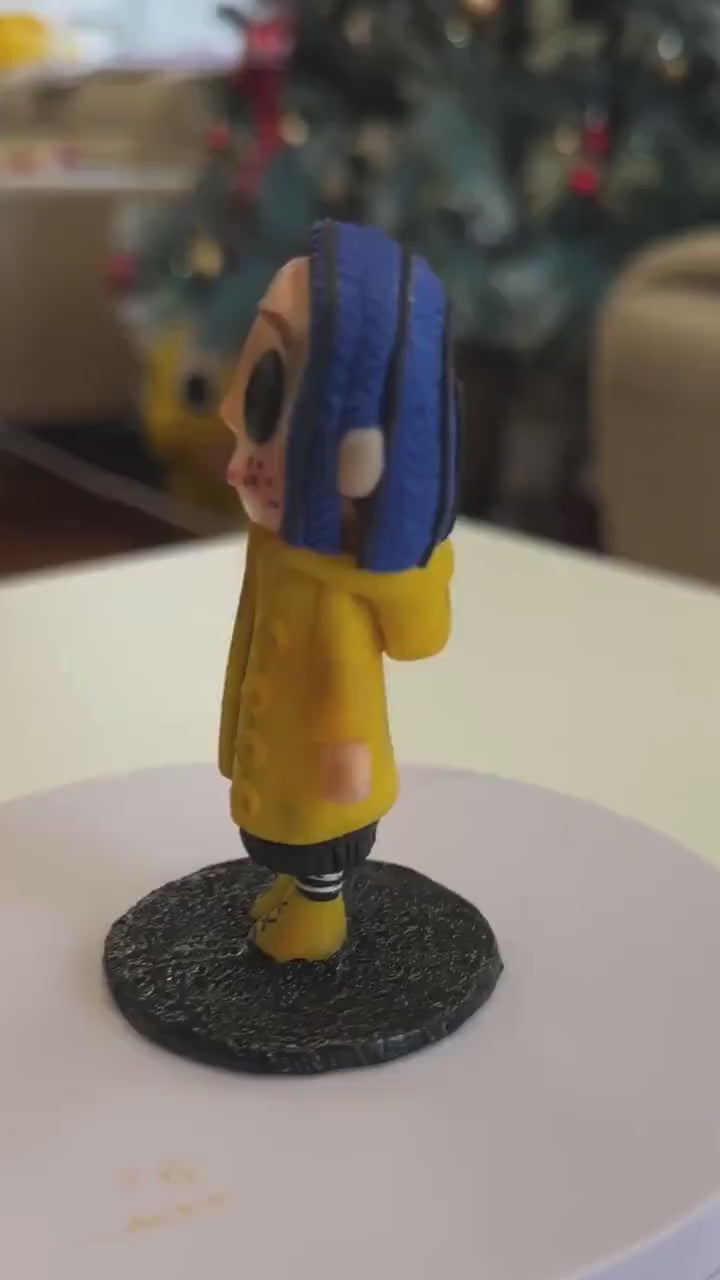 Coraline Inspired Polymer Clay Doll - 10 cm Handmade Figurine, Coraline Doll for fan gift, Coraline characters clay figures