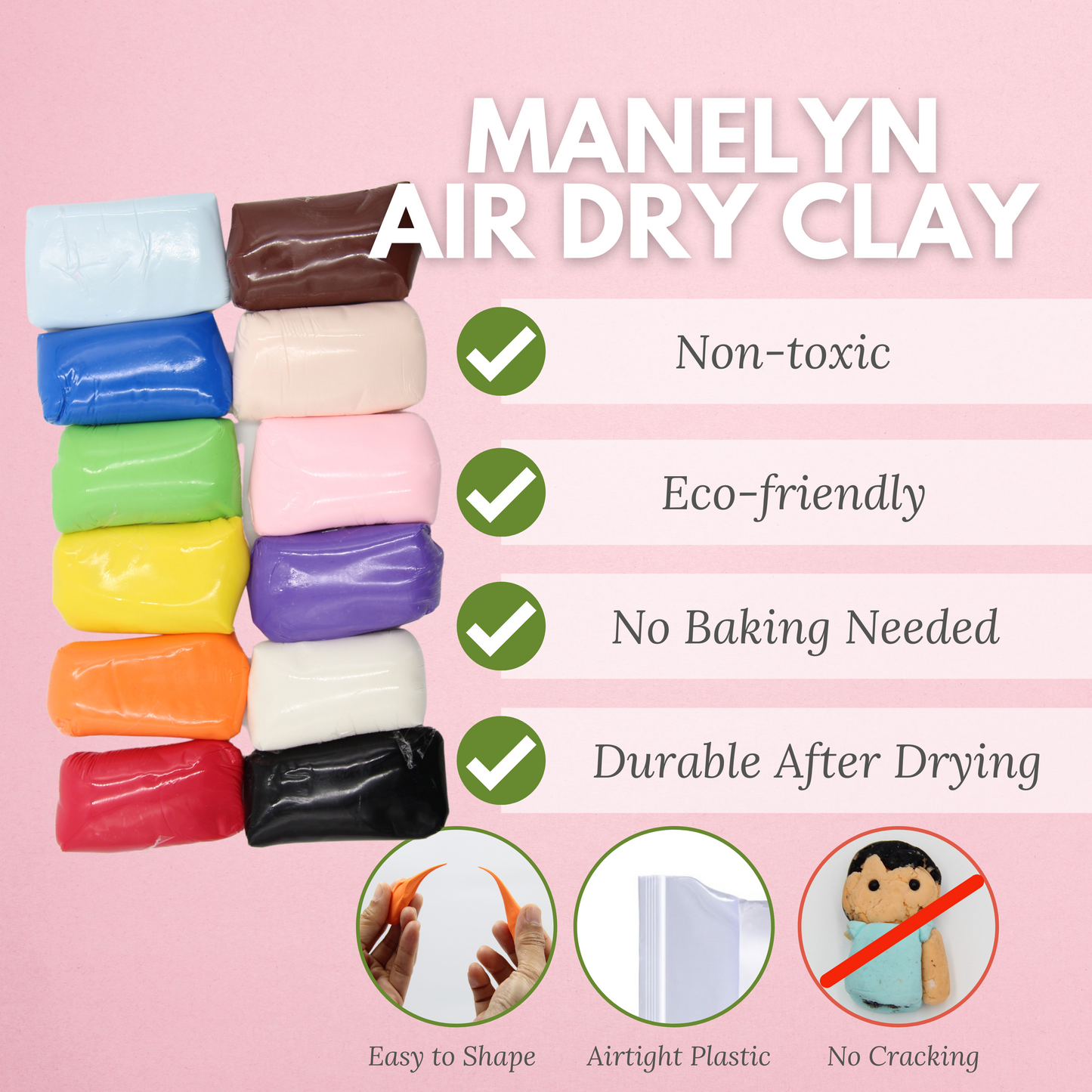 Mermaid Princess Chibi Doll DIY Air Dry Clay Kit With Silicone Mould, Keychain and Clay Tools