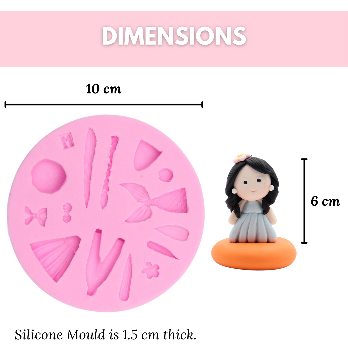 Mermaid Princess Chibi Doll DIY Air Dry Clay Kit With Silicone Mould, Keychain and Clay Tools