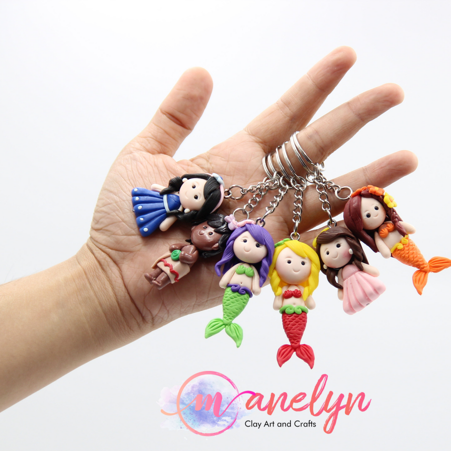 Mermaid Princess Chibi Doll DIY Air Dry Clay Kit With Silicone Mould, Keychain and Clay Tools