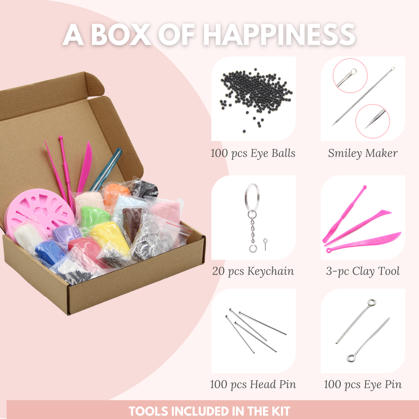 Mermaid Princess Chibi Doll DIY Air Dry Clay Kit With Silicone Mould, Keychain and Clay Tools